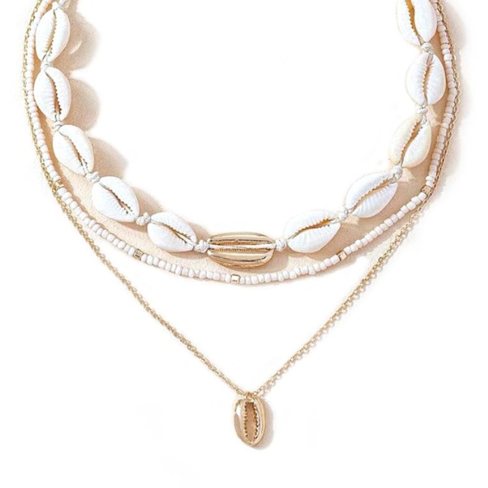 NEW! Seashell Layered Gold-Plated – Bohemian Beach Pearl Jewelry